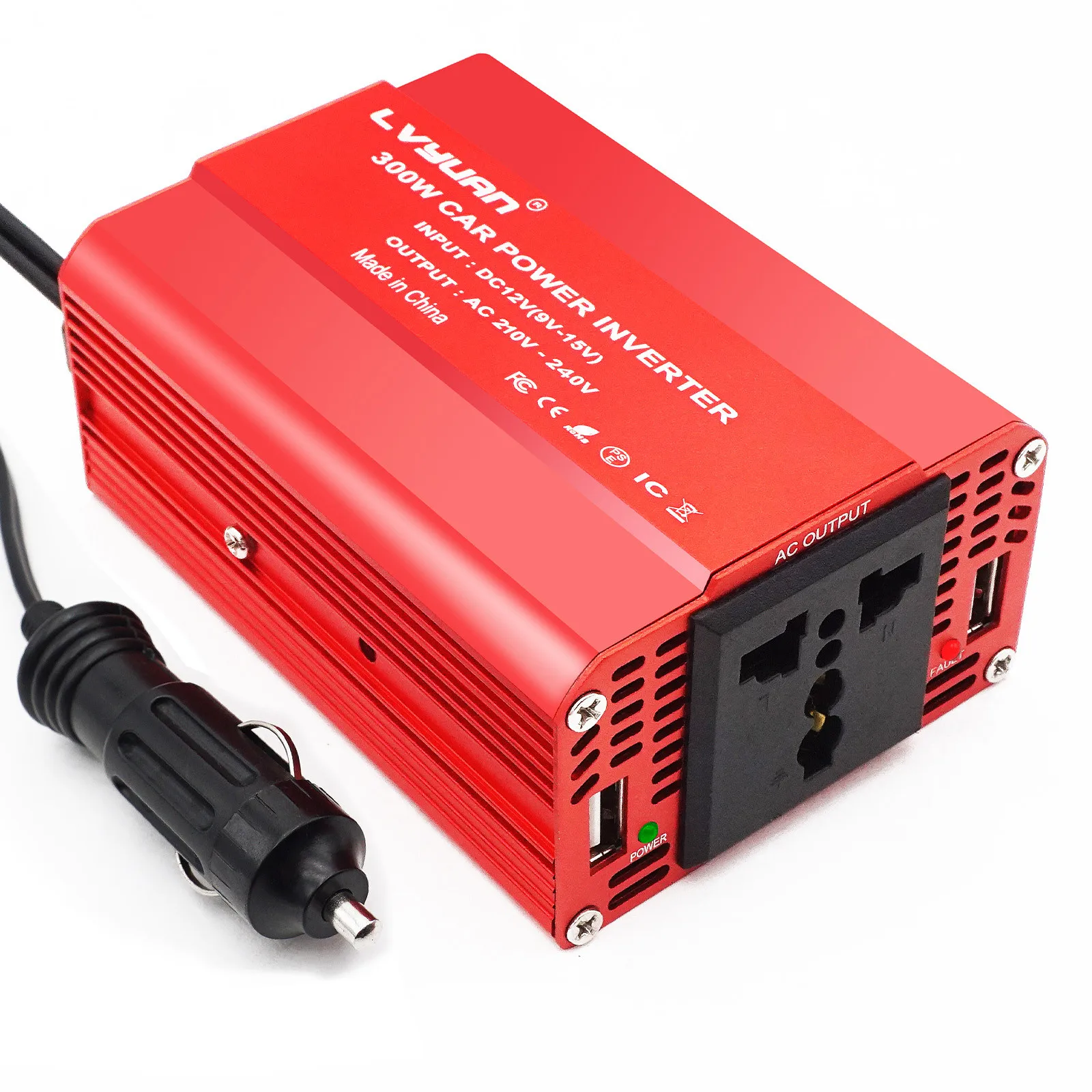 

Автомобильный преобразователь напряжения DDJ300W, 12 В постоянного тока в 110 В переменного тока, 220 В, двойной USB автомобильный адаптер, конвертер...