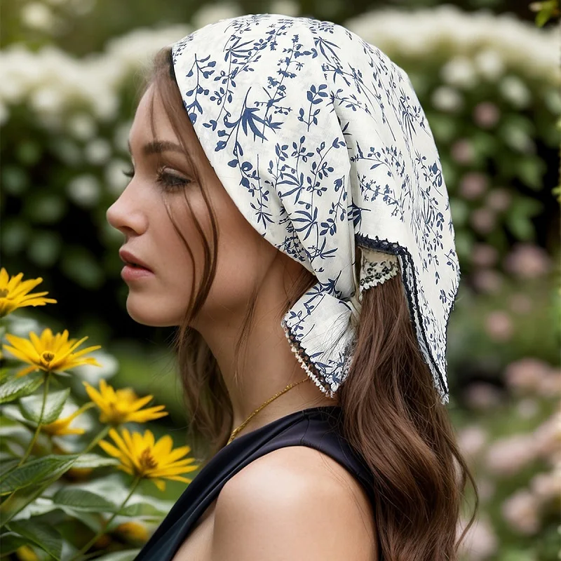 Новейший квадратный цветочный шарф хлопковая бандана мусульманский женский