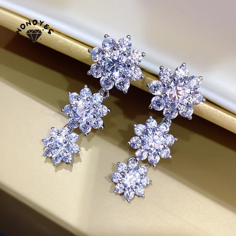 

Woman Fashion Statement Earrings Inlaid Cubic Zirconia Flower Pendant Earrings Bride Beautiful Jewelry Accessories 2022 New