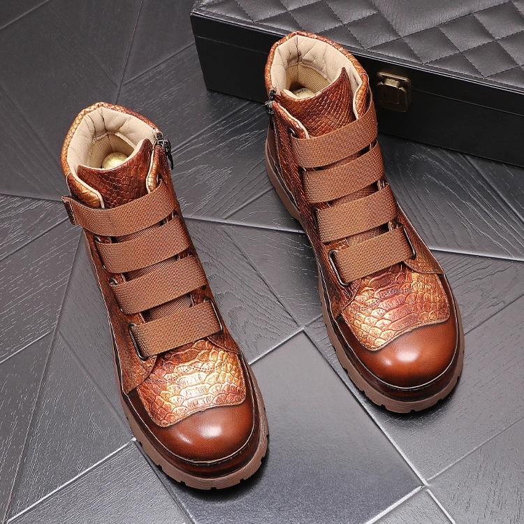 Мужские ботинки мартинсы высокие на платформе повседневные в стиле хип-хоп