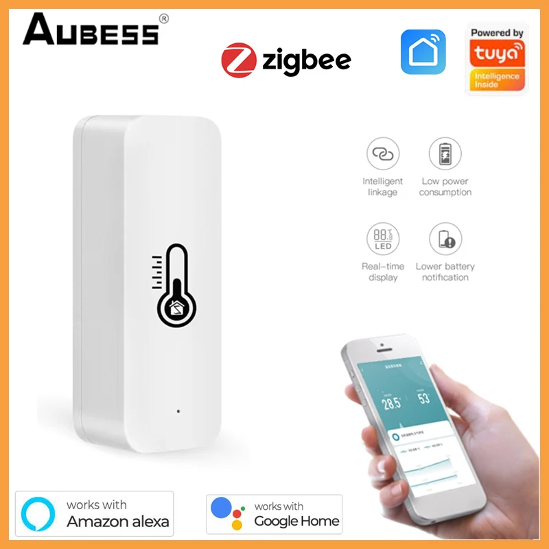 

Tuya Smart Wifi ZigBee Temperature And Humidity Sensor Smart Indoor Hygrometer Controller Monitoring Work With Alexa Google Home