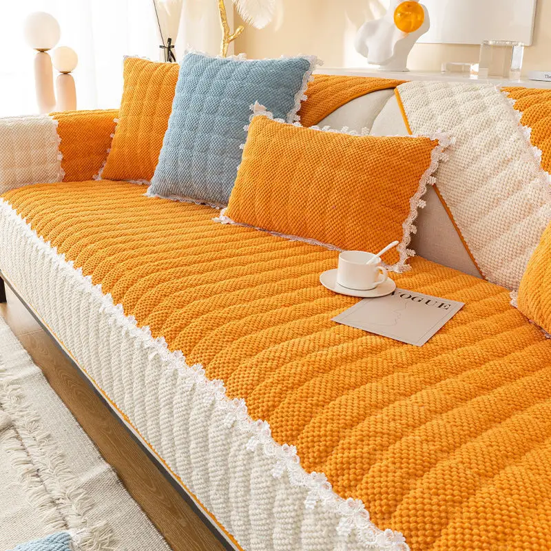 

Winter Short pile corduroy Sofa cushion nice butterfly decorative border Sofa cover Widening and thickening bordure Sofa towel