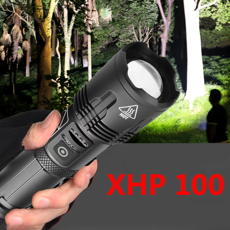 

XHP100 High Quality 9-core Led Flashlight Zoomable Lantern Usb Rechargeable 18650 or 26650 Battery Power Bank Function Torch