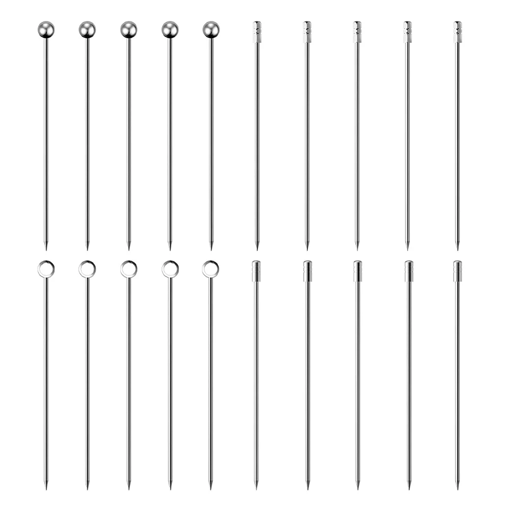 

20pcs Stainless Steel Cocktail Picks Fruit Toothpicks Appetizer Sticks for Home Kitchen Party Silver