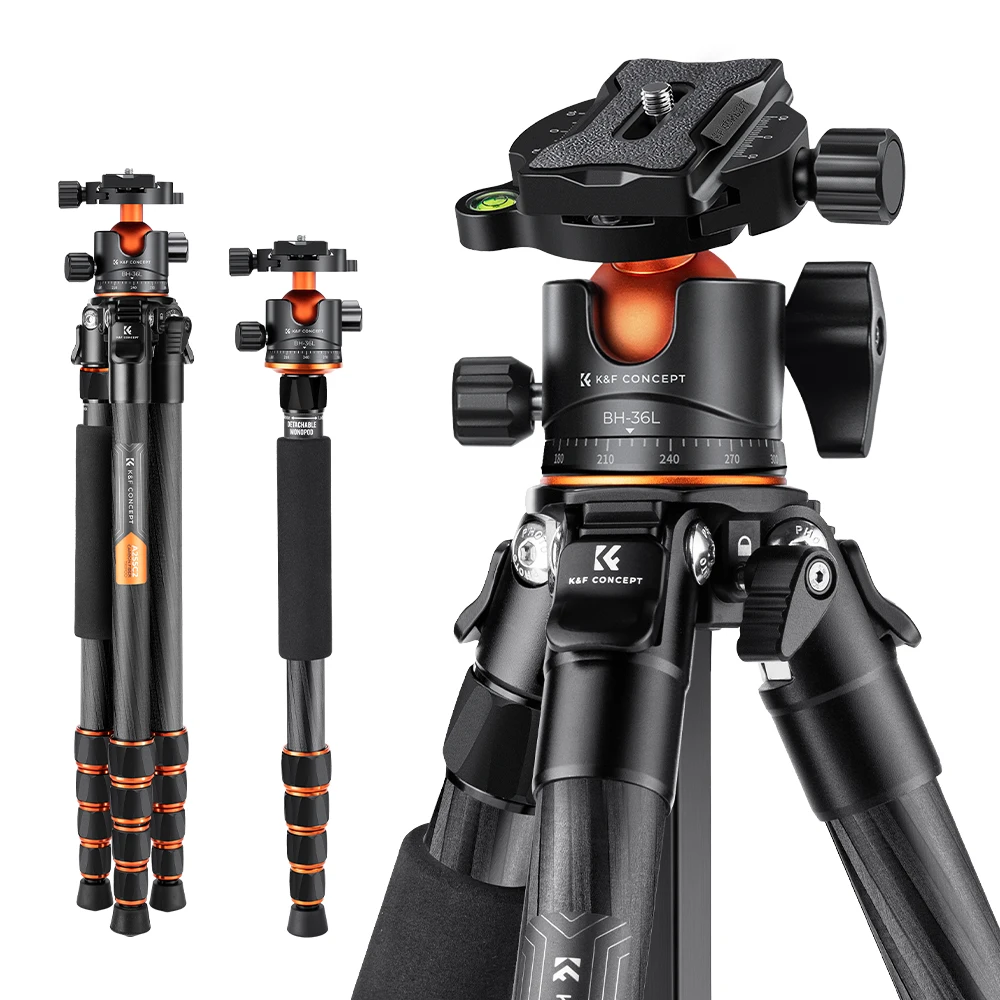 Профессиональный штатив K&F CONCEPT из углеродного волокна для подставки для камеры DSLR, максимальная нагрузка 15 кг33 фунта с 360 °   Видеокамера для фотографий с шаровой головкой (art.: 3920ceab2edb1) - 3920ceab2edb1