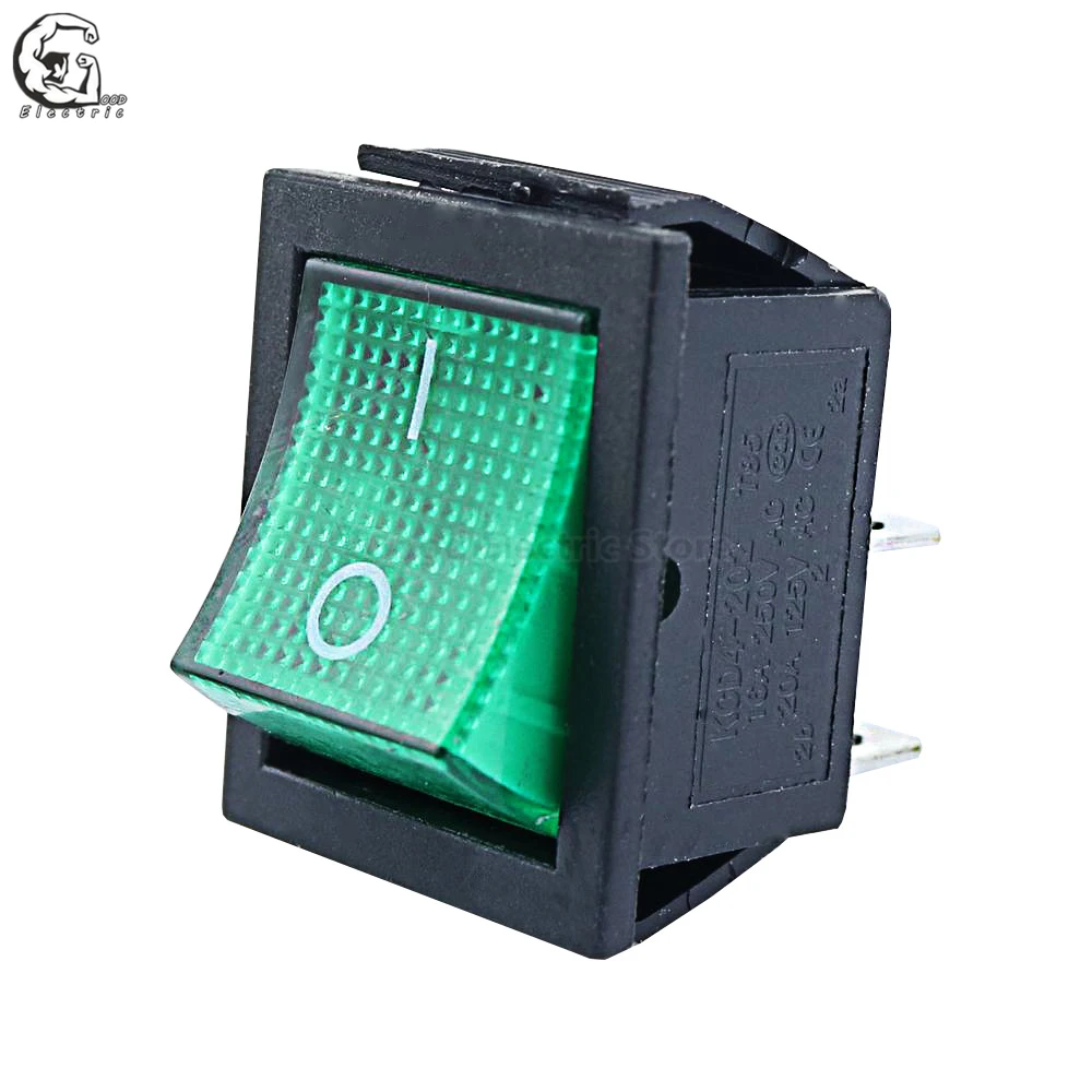 1 шт. KCD4-202 кулисный переключатель для лодки, 2 положения, 4 контакта/6 контактов с подсветкой, 31x25 мм, 20 А, 125 В переменного тока, 16 А, 250 В переменного тока, выключатель света