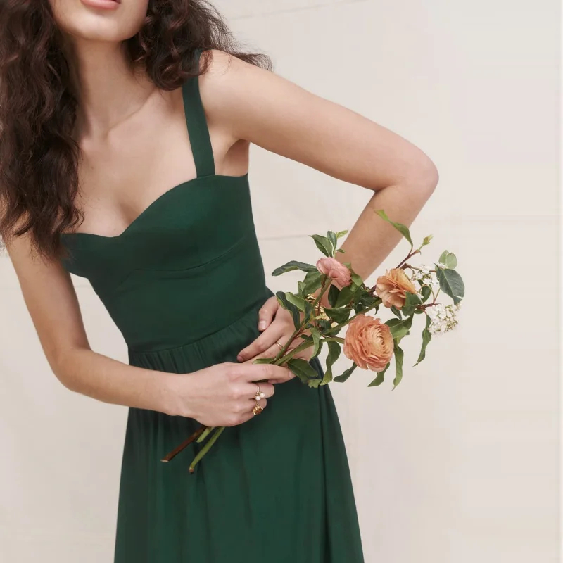 

Long skirt French vintage solid color slim slim ruffle maxilla slip dress