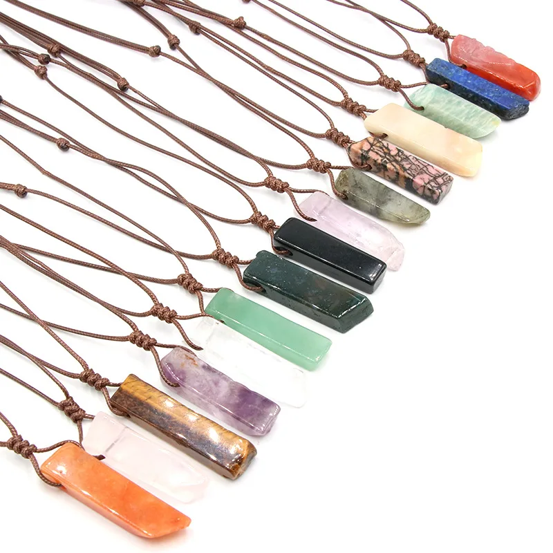 

1PC 100% Natural Ore Pendant Healing Lucky Reiki Quartz Mineral Tigereye Amethyst Necklace For Gift Women's Jewelry