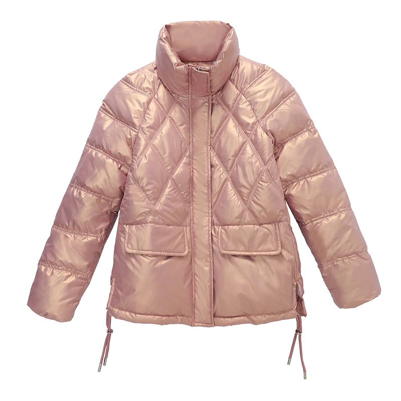 Female Stand Collar Full Sleeve Loose Korean Bright Face Jackets Women 2023 Winter Thicken Outwear Warm Coats Cotton Padded Coat