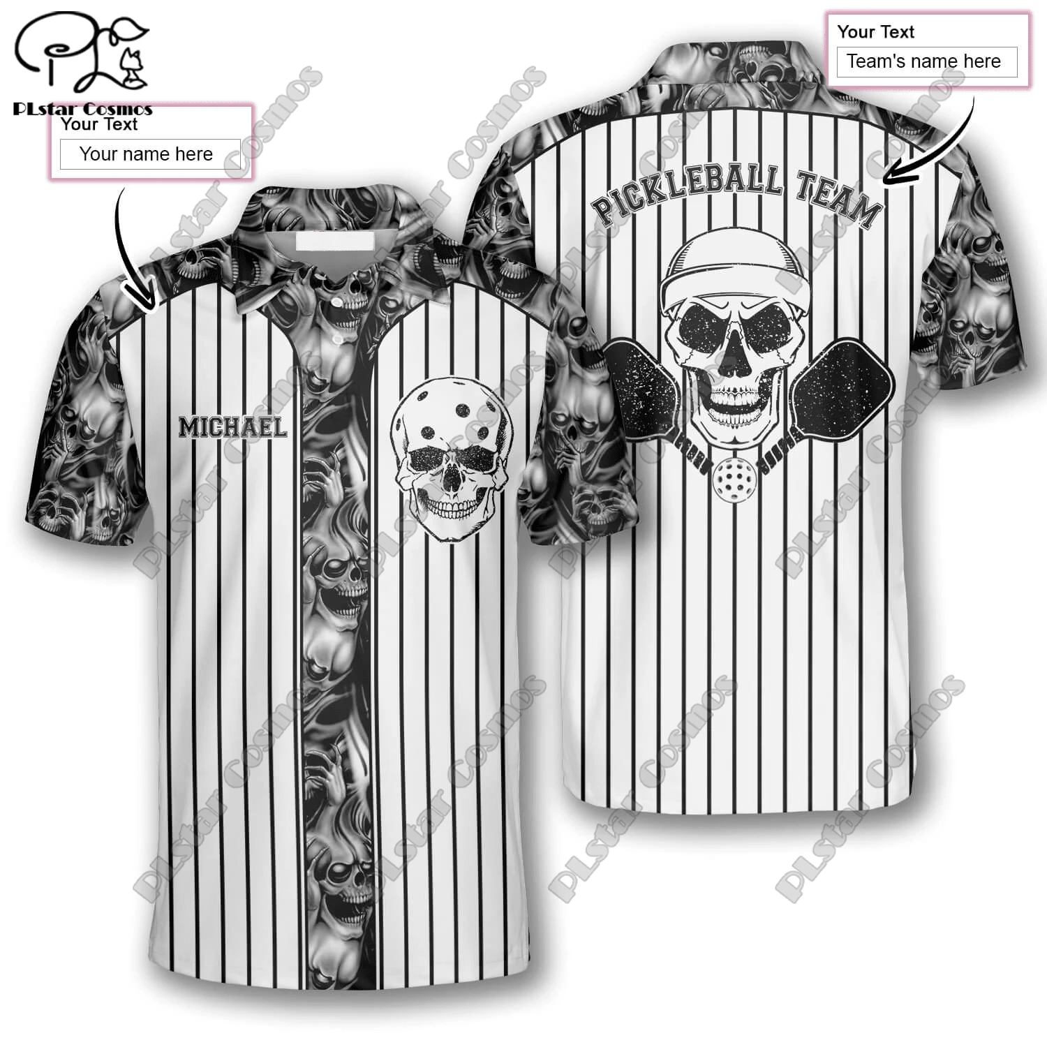 

PLstar Cosmos 3D printing custom Gift For Pickleball Player Polo shirt summer street casual men and women indoor sports series 2