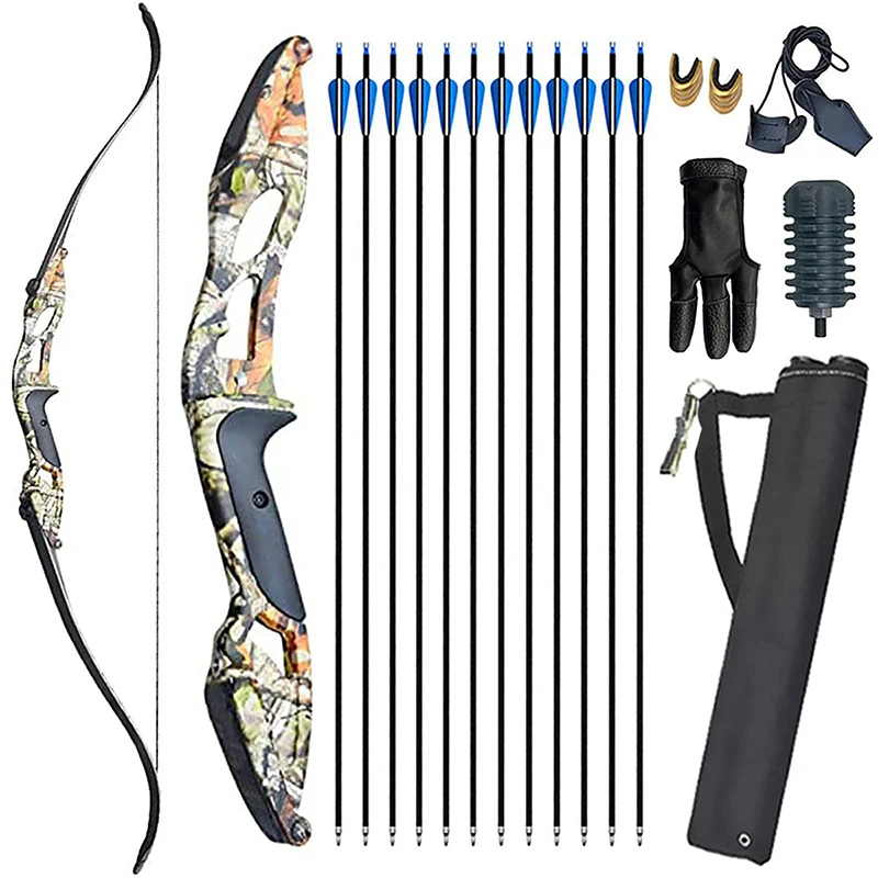

56" Detachable Recurve Bow And Arrow Set 30/45lb Adult Right Hand Archery Set Metal Riser Hunting Bow For Shooting Practice