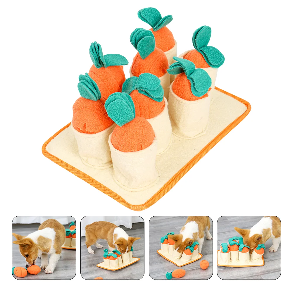 

Toy Dispenser Dog Plaything Pet Sniffing Slow Training Cat Treat Nosework Educational Mat Carrot Chew