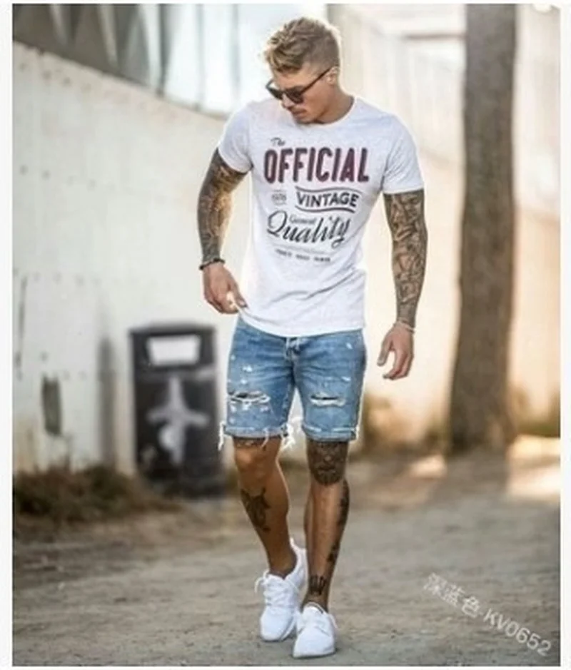 New Fresh Jeans for Women Summer Mens Solid Color Holes Fashion Leisure Denim Shorts for Men