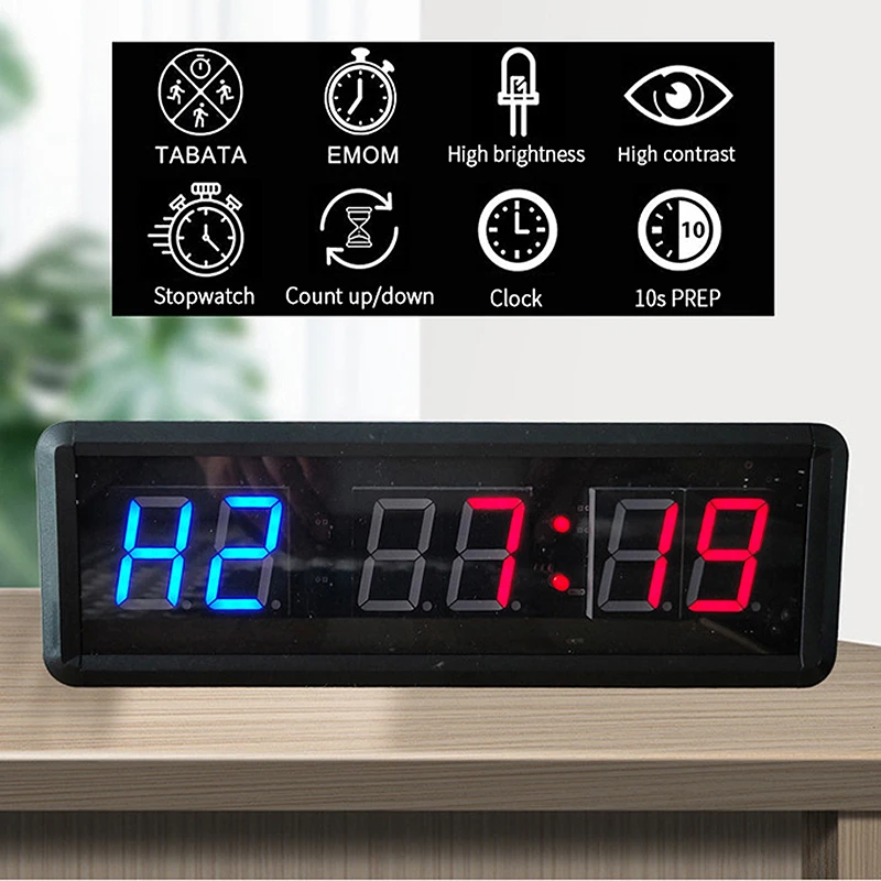 

Fitness Clock 1.5 Inch 6 Digit Green And Red Martial Arts Yoga Timer Training Chronograph Stopwatch With Remote Control