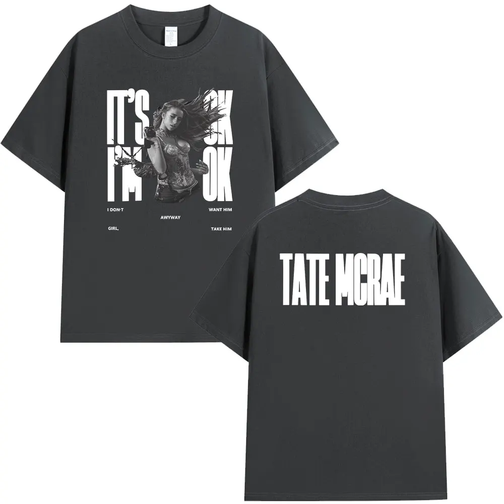 Tate McRae It's Ok I'm Ok Merch T Shirt Mens Women Fashion Harajuku T-shirts Cotton Short Sleeve Oversized T Shirts Streetwear (art.: 3920cb004b98f) - 3920cb004b98f
