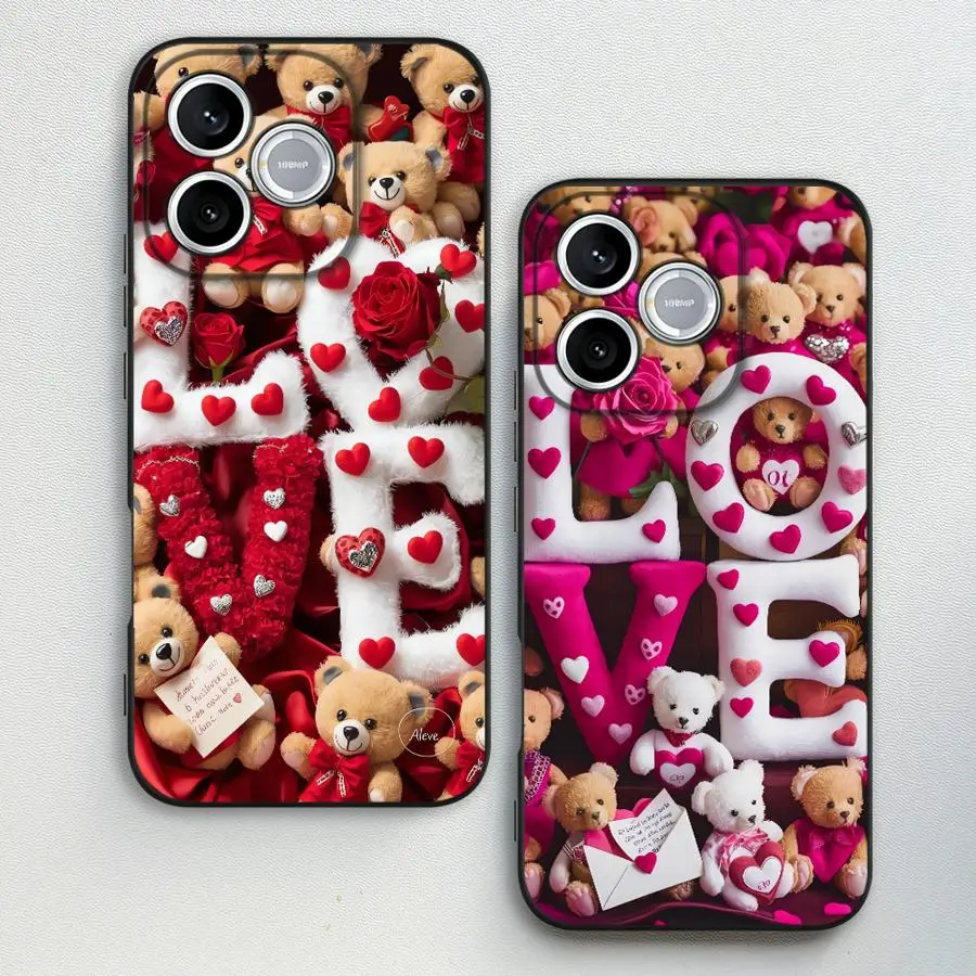 Фото Чехол для телефона Funda для Honor 70 90 8X Magic5 X8 600 X6 200 400 X7 X9 X5 с милым медведем ко Дню святого Валентина №1
