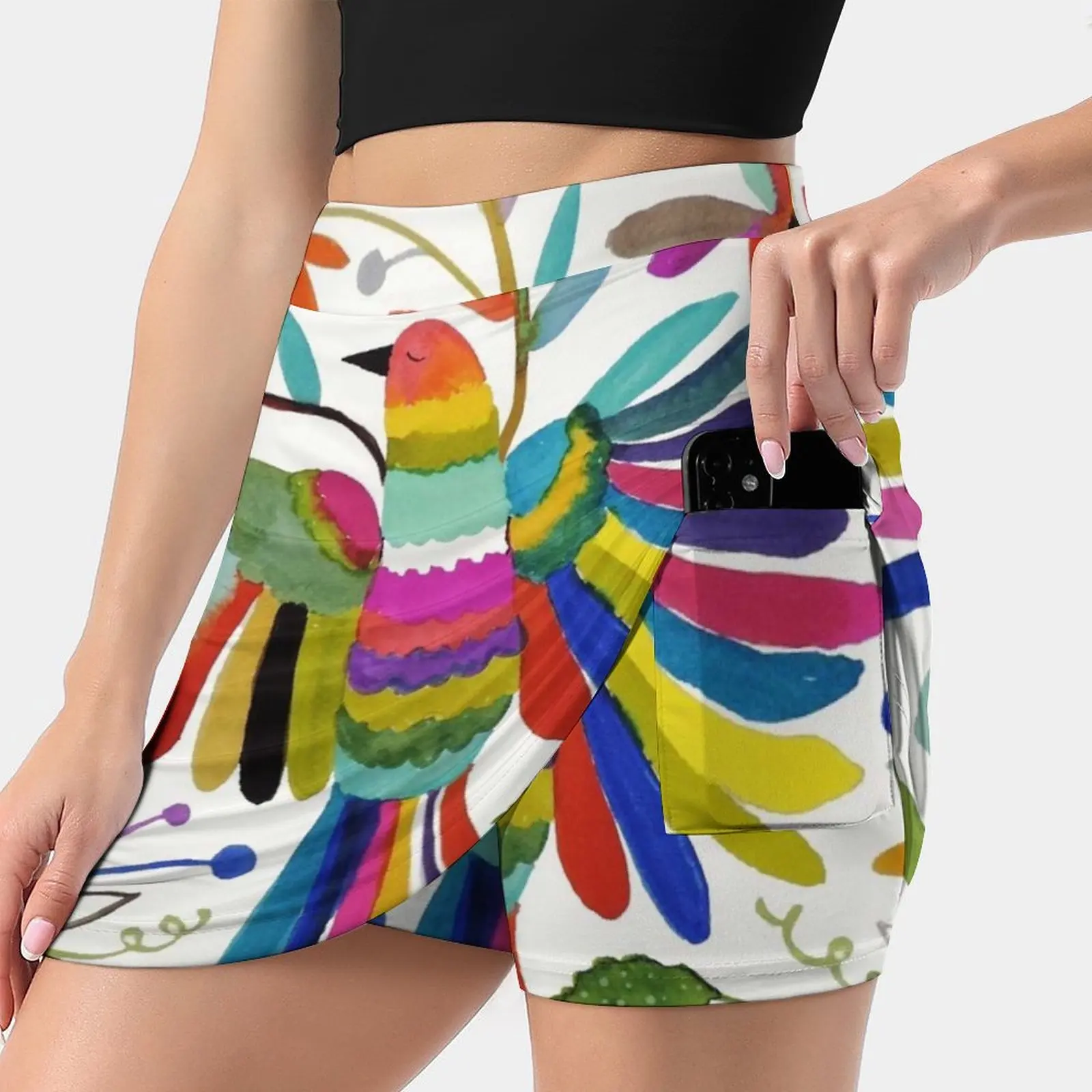 

Юбка Otomi Bird женская спортивная с карманами, модная юбка в Корейском стиле, 4Xl, с принтом в мексиканском стиле