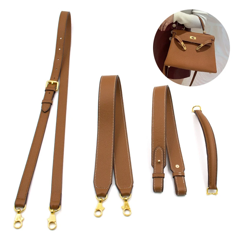 High Quality Genuine Leather Shoulder Bag Strap DIY Solid Color Cross Body Adjustable Bag Belt Replacement Strap Bag Accessories