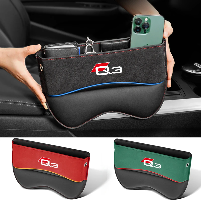 

Universal Car Seat Storage Box For Audi Q3 Car Seat Gap Organizer Seat Side Bag Reserved Charging Cable Hole car accessories