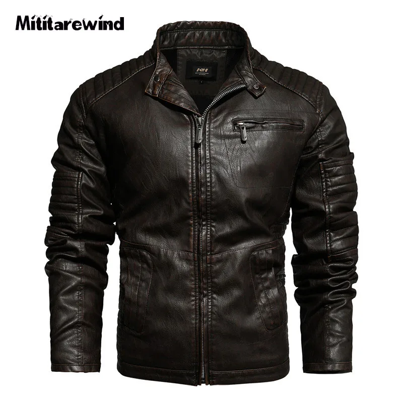 Autumn Winter Fleece Leather Jackets for Men Casual Fashion Military Thick Warm Motorcycle PU Faux Leather Jackets Coats M-4XL