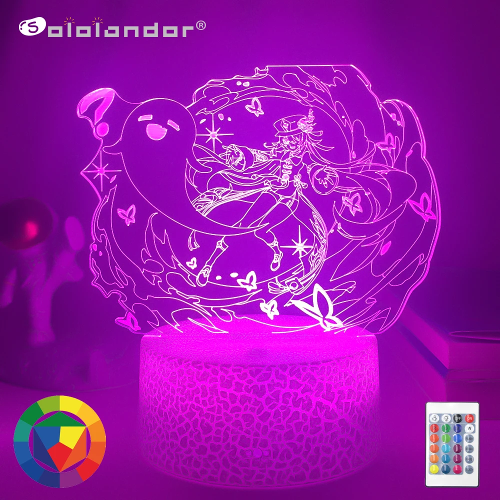 

Newest 3d Led Night Light Genshin Impact Hutao Hot Game Lights for Bedroom Decor LED Light Atmosphere Bedside Night Lamps