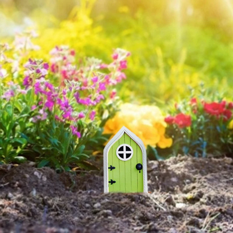 Miniature Fairy Gnome Window Door Figurines Elf Home For Yard Art Garden Sculpture Statues Decor Outdoor