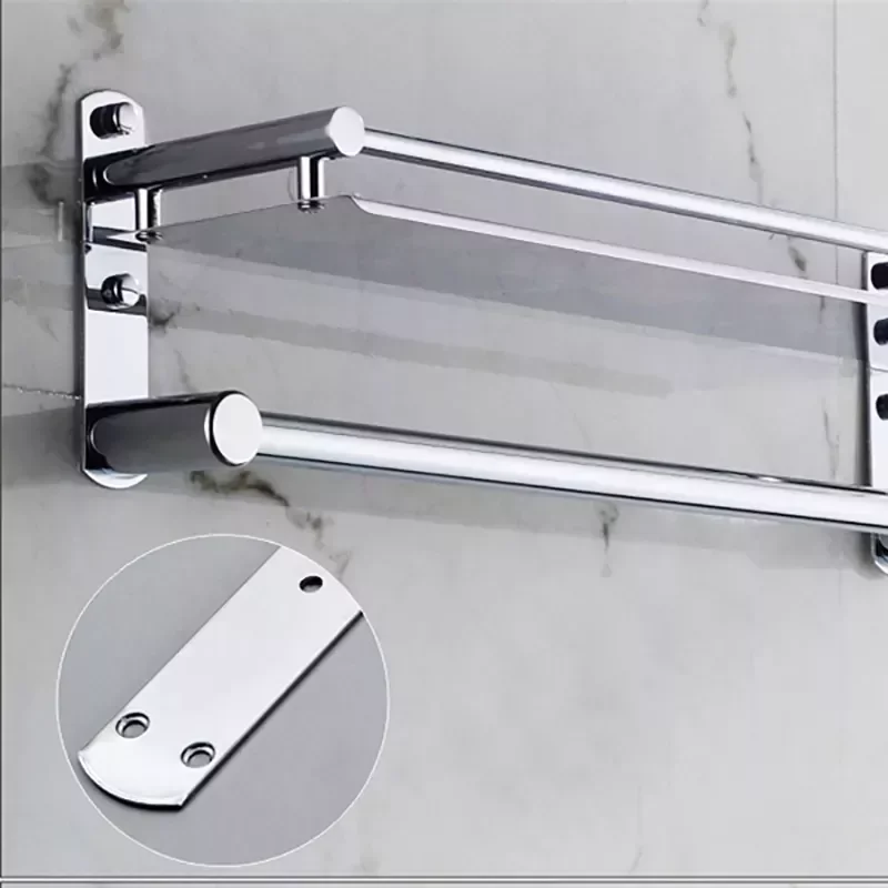

Wall Mounted Bathroom Accessories Stainless Steel Bathroom Shelves With Towel Bar With Hooks