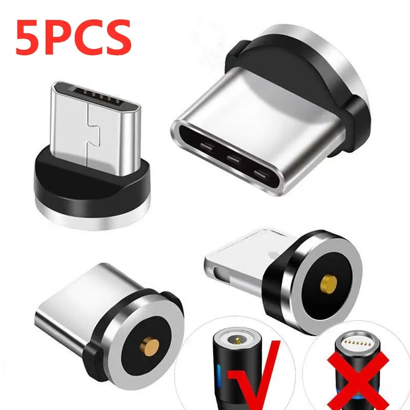 

1/5 шт. универсальные магнитные наконечники для круглого магнитного кабеля Тип C Магнит Micro USB запасные части для магнитного кабеля