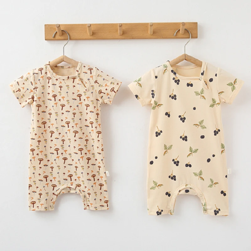 

Newborn Baby Girl Jumpsuit Summer Fashion Print Short Sleeve Rompers Playsuits for Boys Cotton Thin Kids Clothes Girls Costumes
