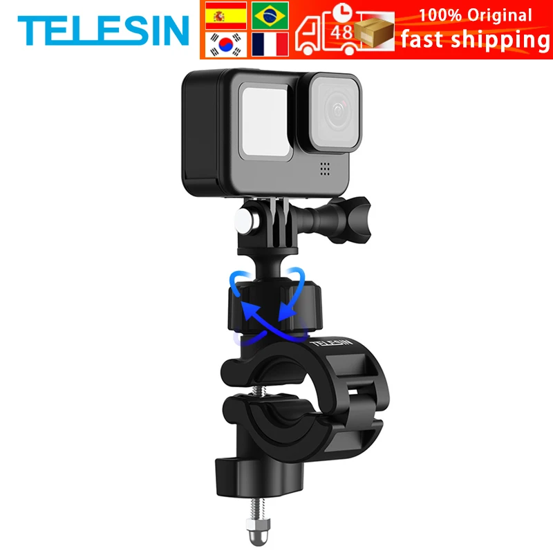 

Крепление для руля TELESIN, поворот на 360 градусов, для велосипеда, мотоцикла, Gopro Hero 10, 9, 8, 7, 6, 5, Insta360, Osmo, Action, IPhone