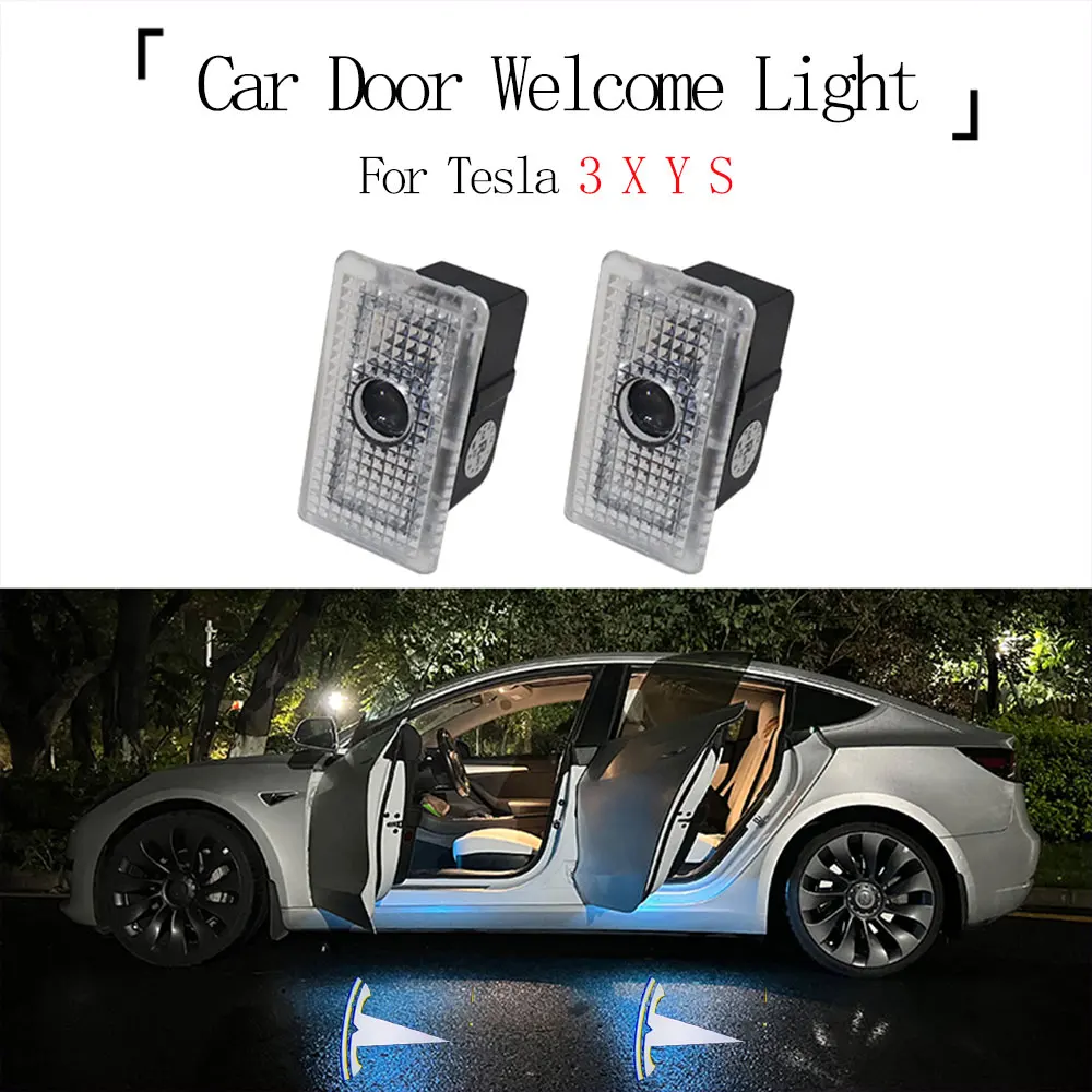 2 шт. светодиодный логотип автомобиля приветственный свет для Tesla Model 3 X Y S 2013 2014 2015