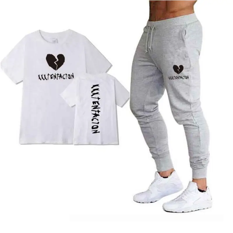 2023Summer hot Men's T-Shirt + Pants Suit Men's Sports Suit Brand LOGO Printing Casual Fashion Cotton Short Sleeves T-shirt sets