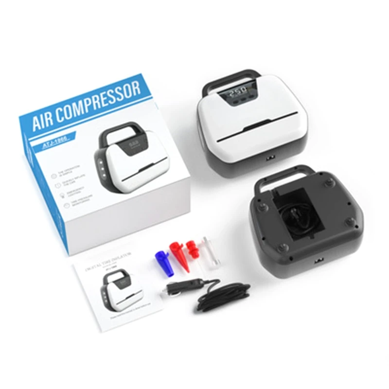 Tire Inflator Ac/for  12v Dual-use With Emergency Led Light Digital Pressure Gauge For Car Tir