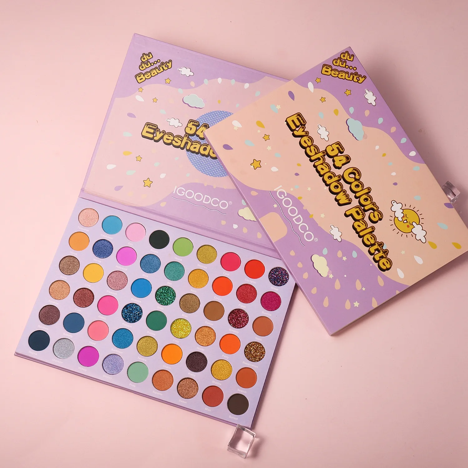 IGOODCO Anime Makeup Children's Cartoon Sun Clouds 54 Colors Pearlescent Matte Sequins Multicolor Eyeshadow Palette Makeup