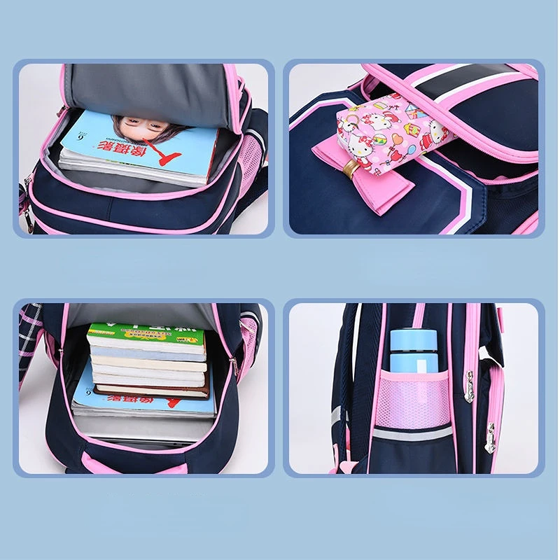 Children British Style Schoolbags Primary School Girls Bow Large Capacity Backpacks Grade 1-6 Boys Light Backpack 6-12 Mochila