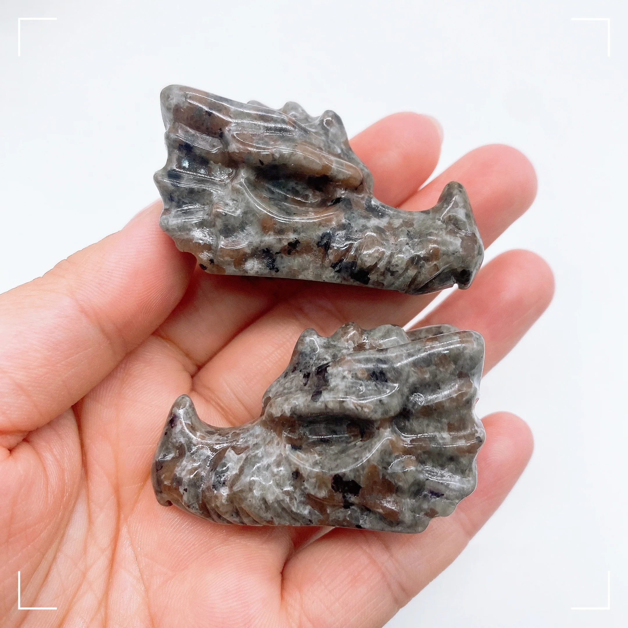 

50 мм Yooperlite голова дракона, статуя из искусственного камня с пламенем, Кристалл Рейки, восстанавливающая коллекция украшений для дома и сада