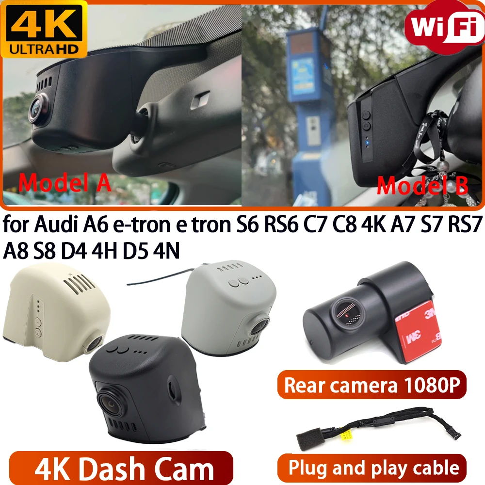 Фото Для Audi A6 e-tron e tron S6 RS6 C7 C8 4K A7 S7 RS7 A8 S8 D4 4H D5 4N Видеорегистратор 4K Sony DVR Dash Cam Wifi Camera 170 °   Угол №1