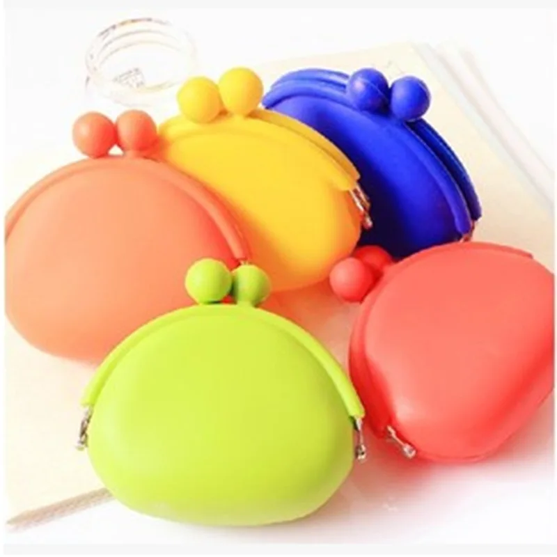 

Lovely Women New Coin Bag Silicone Storage Solid Color Mini Pouch Coin Bag Change Wallet Hasp Earphone Purse Gift Small Wallets
