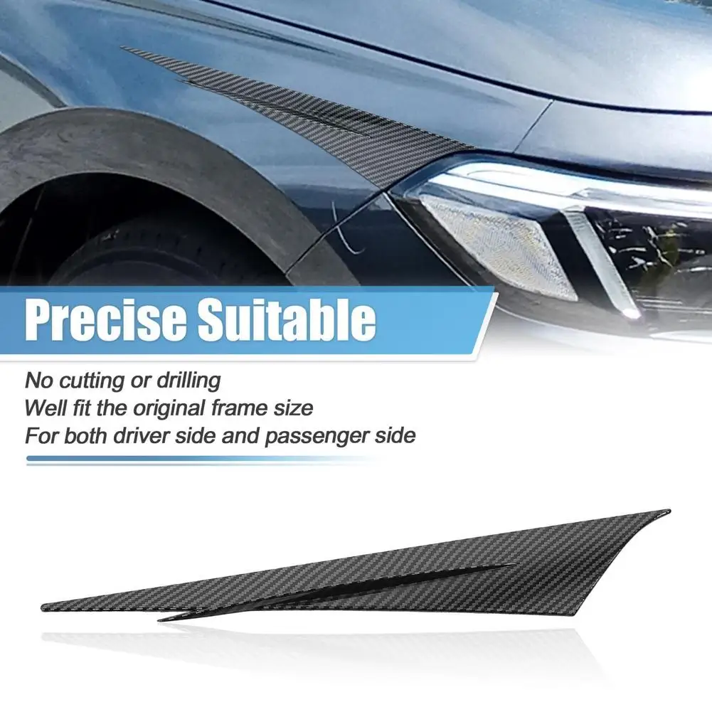 

2pcs Car Front Headlight Eyebrow Trim Frame Carbon Fiber Pattern Exterior Front Headlight Cover Accessories Compatible For 11th
