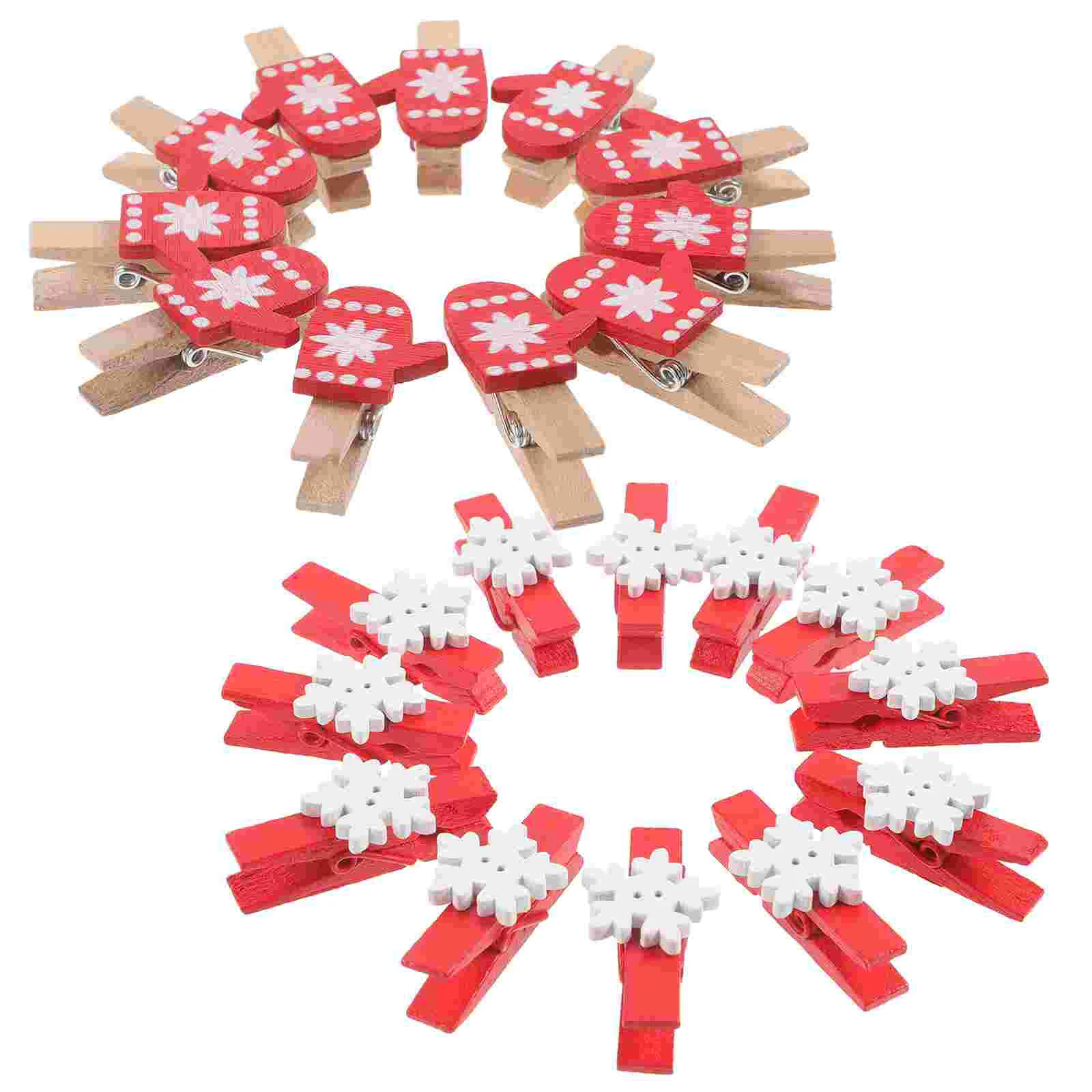 

100 Pcs Photo Holder Clip Xmas Clothespins Gloves Small Clips Decor Party Favors Clamp Elk Colored Cartoon Memo