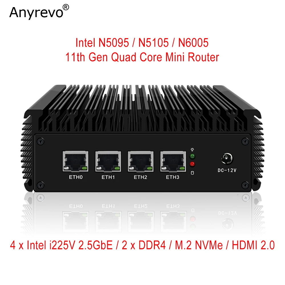 New 11th Gen N5105 Router Quad Core 2.5G pfSense 4*Intel i225 Nics NVMe 2*DDR4 Fanless Mini PC OPNsense Firewall VPN Server images - 6