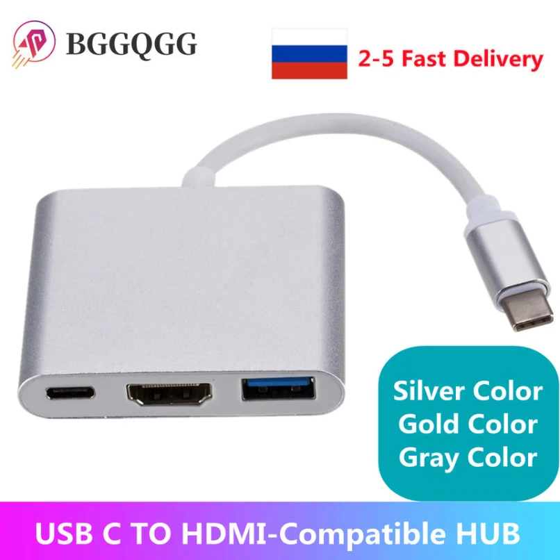 3 In 1 USB Type C Hub To 4K HDMI-Comaptible Type-C USB 3.0 for Ipad Pro 2018 2020 Huawei Samsung S8 Plus Tablet PC Accessories