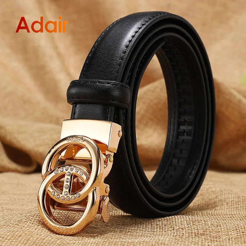 New Belts Women High Quality Luxury Famous Brand Female Belt Designer Candy Color Cowhide Leather Dress Automatic Buckle LB2202