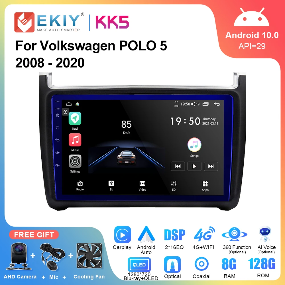 

EKIY KK5 Автомобильный радиоприемник 2 Din Android Auto для Volkswagen POLO 5 2008-2020 Мультимедийный плеер Стереоприемник GPS-навигация Carplay Авторадио Магнитофон ...