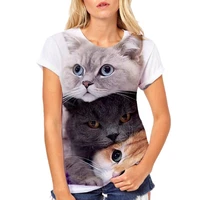 women cool t shirt funny 3d tshirt print three cat short sleeve summer tops tees teen graphic tee cute shirt funny gifts