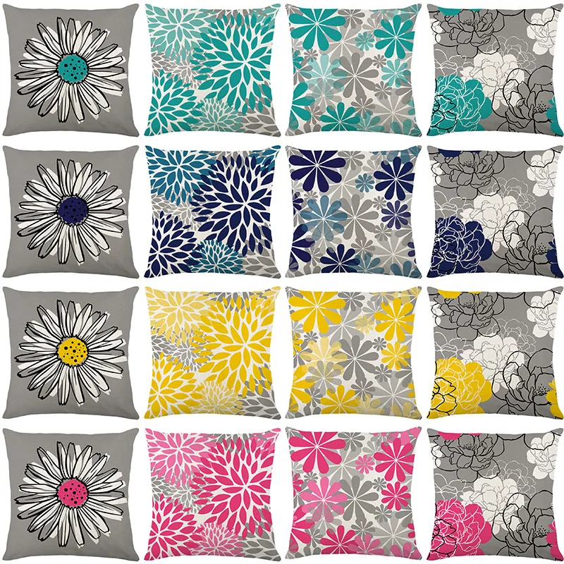 

Floral Print Pattern Decorative Home Pillowcase Square Office Decorative Cushion Cover
