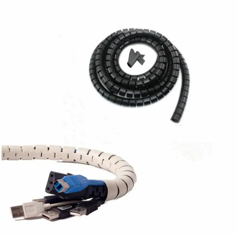 

Organizer with Power Spiral Cord Management Wire Wrap Clip Flexible 1.5M Cable