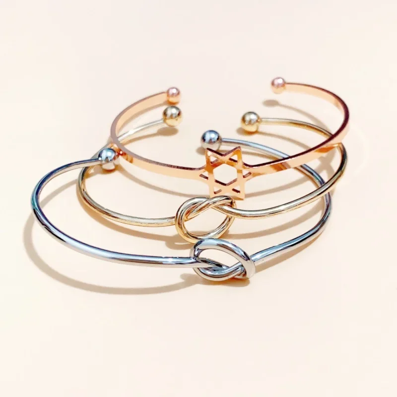 Открытая манжета с шестиконечной звездой и узлом для галстука браслеты из сплава