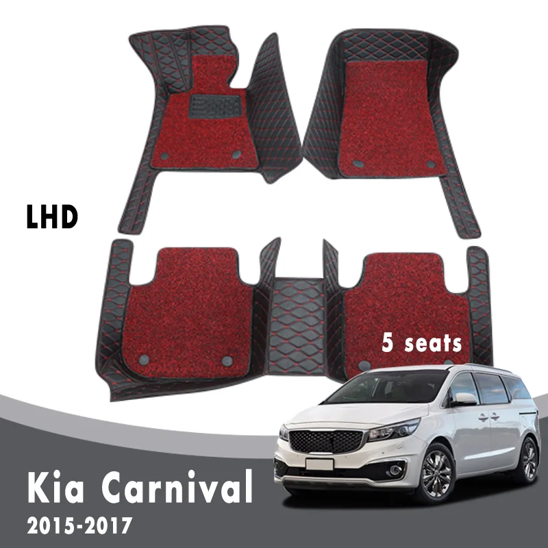 

Car Floor Mats Carpets For Kia Carnival Sedona 2017 2016 2015 (5 seats) Auto Luxury Double Layer Wire Loop Interior Accessories