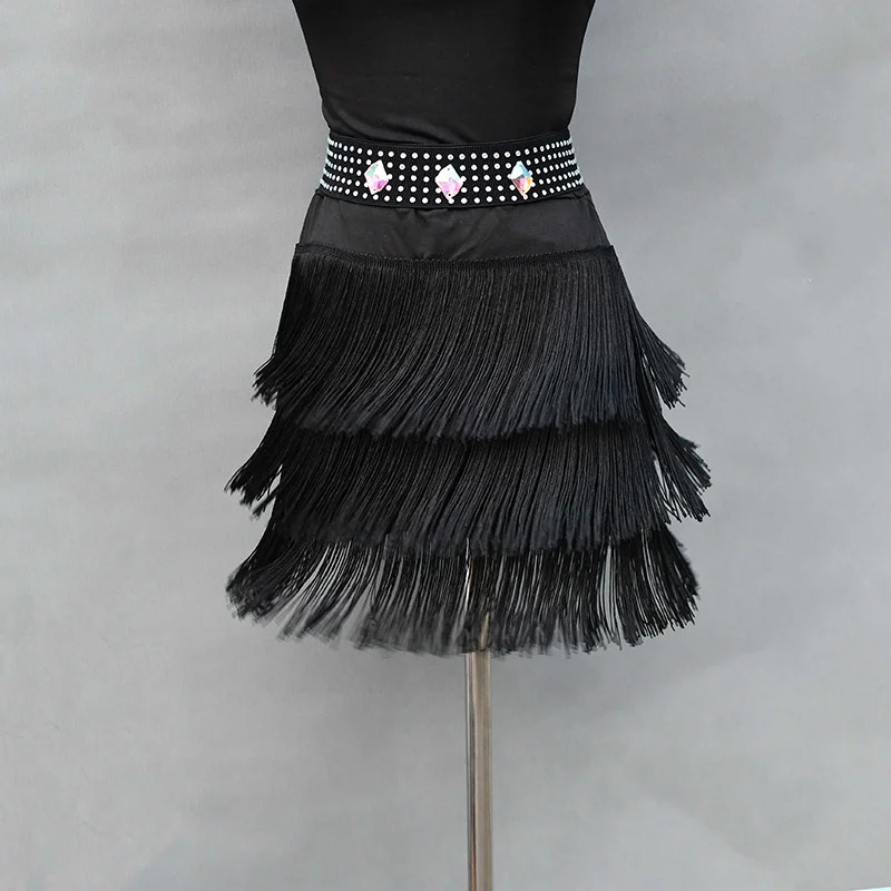 

Latin new adult skirt three fringe layers design samba dancing Cha Cha skirt professional saloon competition women's outfits